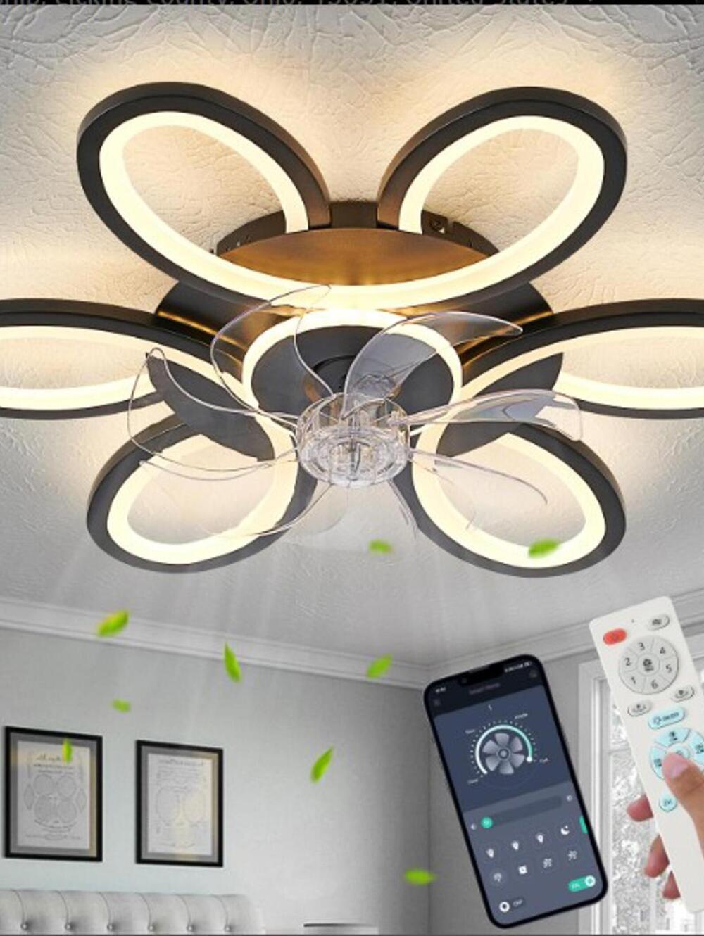 Star Ring Ceiling Fan with Light and Remote, 26"